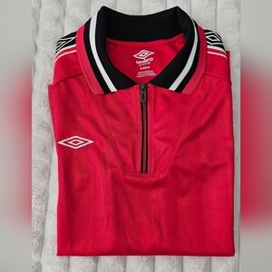 Umbro Red Zip Soccer Polo